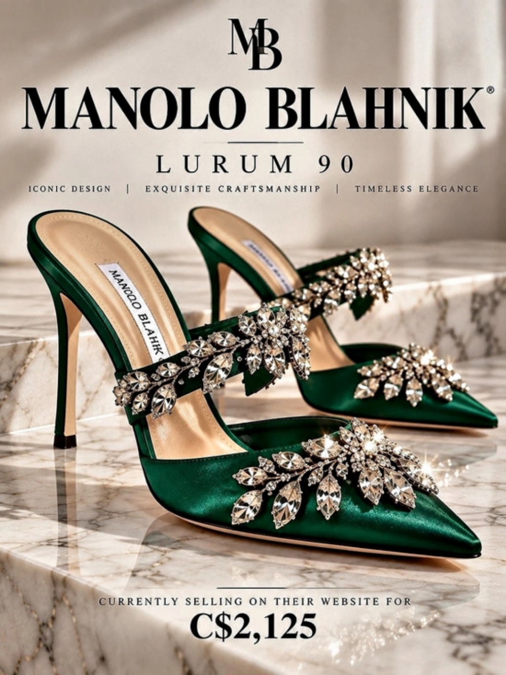 Manolo Blahnik Lurum 90 Green Satin Mules excellent condition